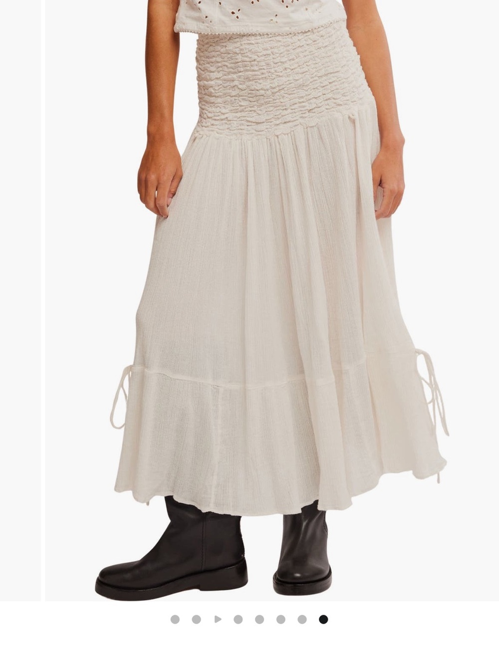 Free People Cream Smocked Convertible Boho Dress/Skirt - Picture 2 of 10